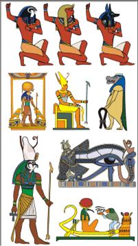 Graphic of the multiple gods of Egypt