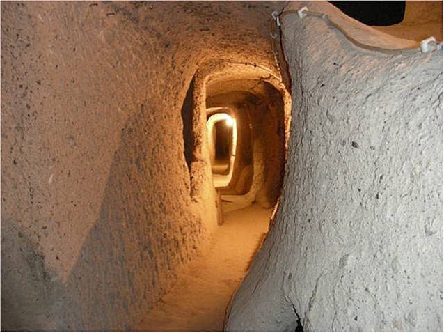 Kaymakli underground city labyrinth of carved hallways