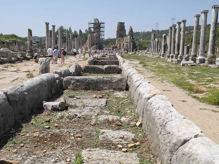 Water works in center of main street in ancient Perga
