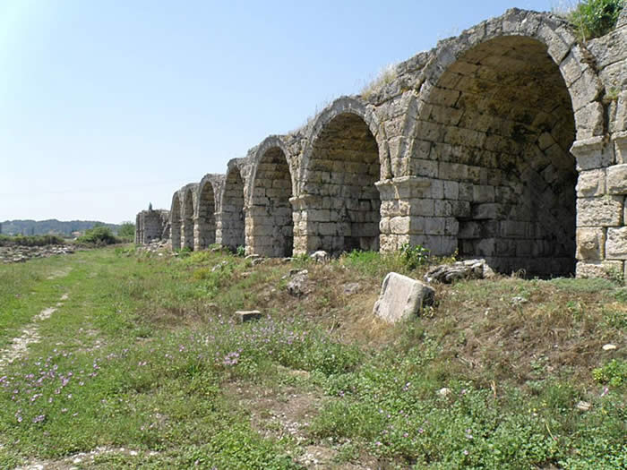 Shops under the stadium in ancient ruins of Perga
